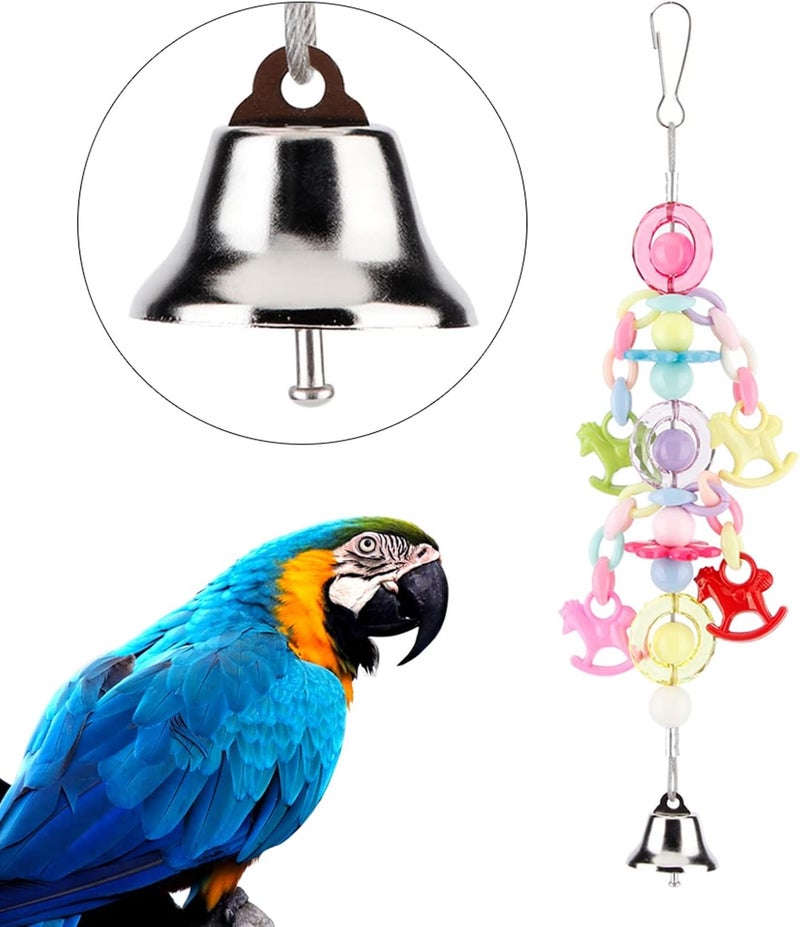 Colorful Beads Bird Cage Stand, Plastic Parrot Hanging Toy with Bell, 7.9x2.6x1.2 Inch - Bite, Eye - Catching Design, Easy to Hang for Pet Birds - Image 5