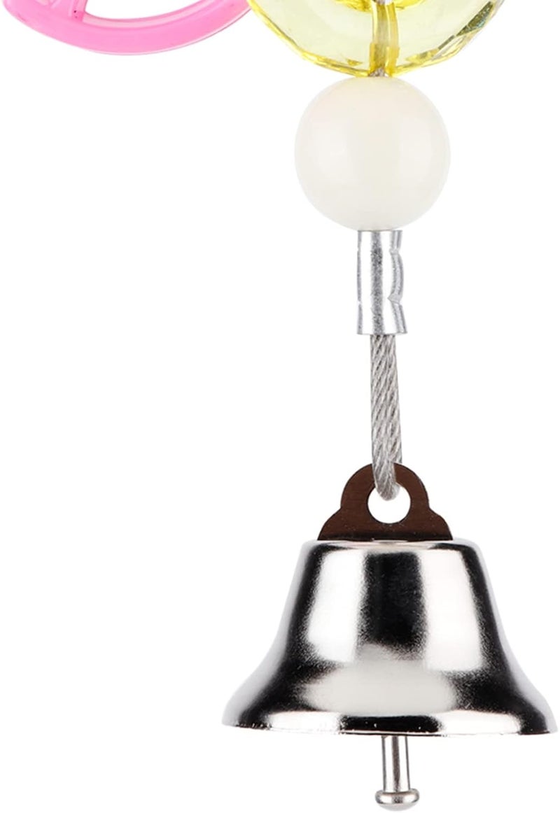 Colorful Beads Bird Cage Stand, Plastic Parrot Hanging Toy with Bell, 7.9x2.6x1.2 Inch - Bite, Eye - Catching Design, Easy to Hang for Pet Birds - Image 3