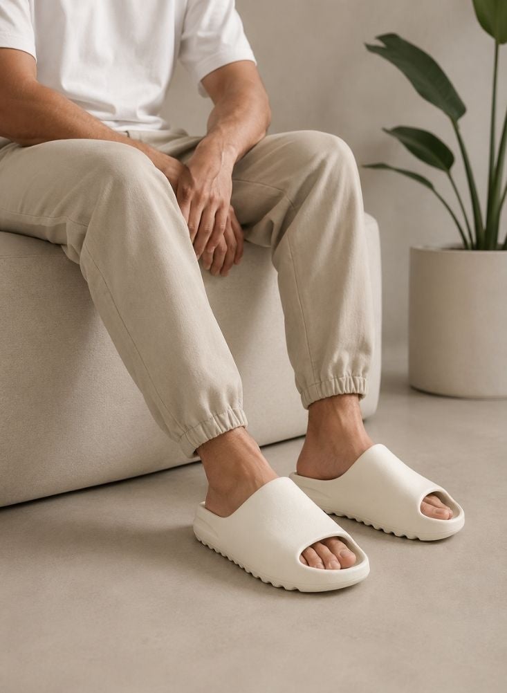 NinEx Waterproof Comfort Slides – Cream - Image 3