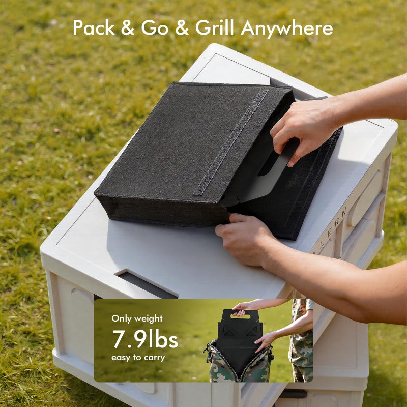 Raynesys Charcoal Grill, Folding Portable Grill, with Carry Bag, Camping Firepit for Outdoor Cooking, Campfire, Patio, Backyard, Backpacking, Party, 15.35 * 12.99 * 5.51 Inches - Image 3