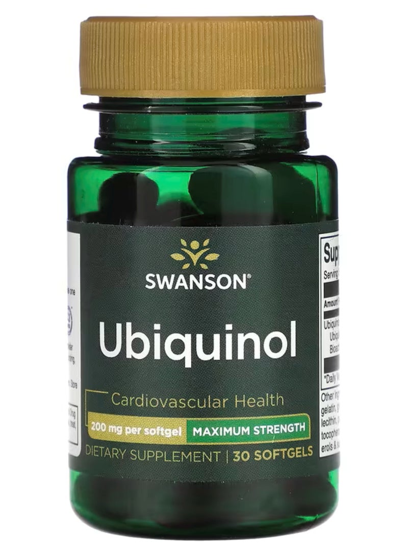 Swanson, Ubiquinol, Maximum Strength, 200 mg, 30 Softgels