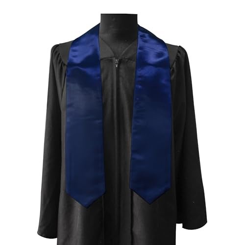 GraduationMall Unisex Adult Plain Graduation Stole 60" Navy Blue - Image 2