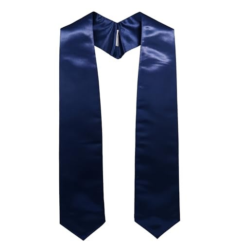 GraduationMall Unisex Adult Plain Graduation Stole 60" Navy Blue - Image 1
