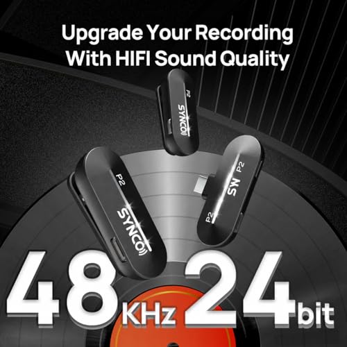SYNCO 2 Mics Wireless Lavalier Microphone USBC Wireless Microphones for iPhone 15 Andriod Phone P2XT Professional Lapel Mics for Tiktok YouTube Streaming Vlog Video Recording TypeC Devices - Image 3