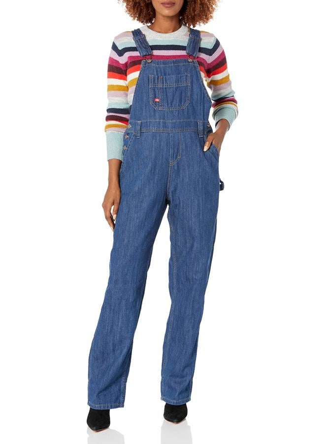 Dickies Women's Denim Bib Overall, Medium Stonewashed Denim, M - Image 1