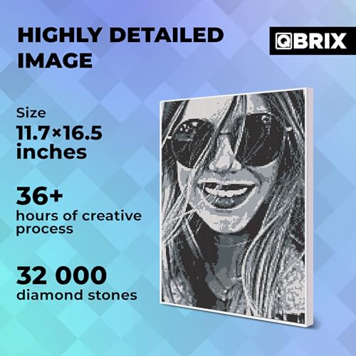 QBRIX فن الماس المؤطر من أي صورة - مجموعة رسم ألماسة مخصصة للكبار - فن الأحجار الكريمة المخصص - مجموعة حرفية افعلها بنفسك للكبار - أصلي - 12 x 17 بوصة - Image 3