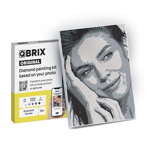 QBRIX فن الماس المؤطر من أي صورة - مجموعة رسم ألماسة مخصصة للكبار - فن الأحجار الكريمة المخصص - مجموعة حرفية افعلها بنفسك للكبار - أصلي - 12 x 17 بوصة - Image 1
