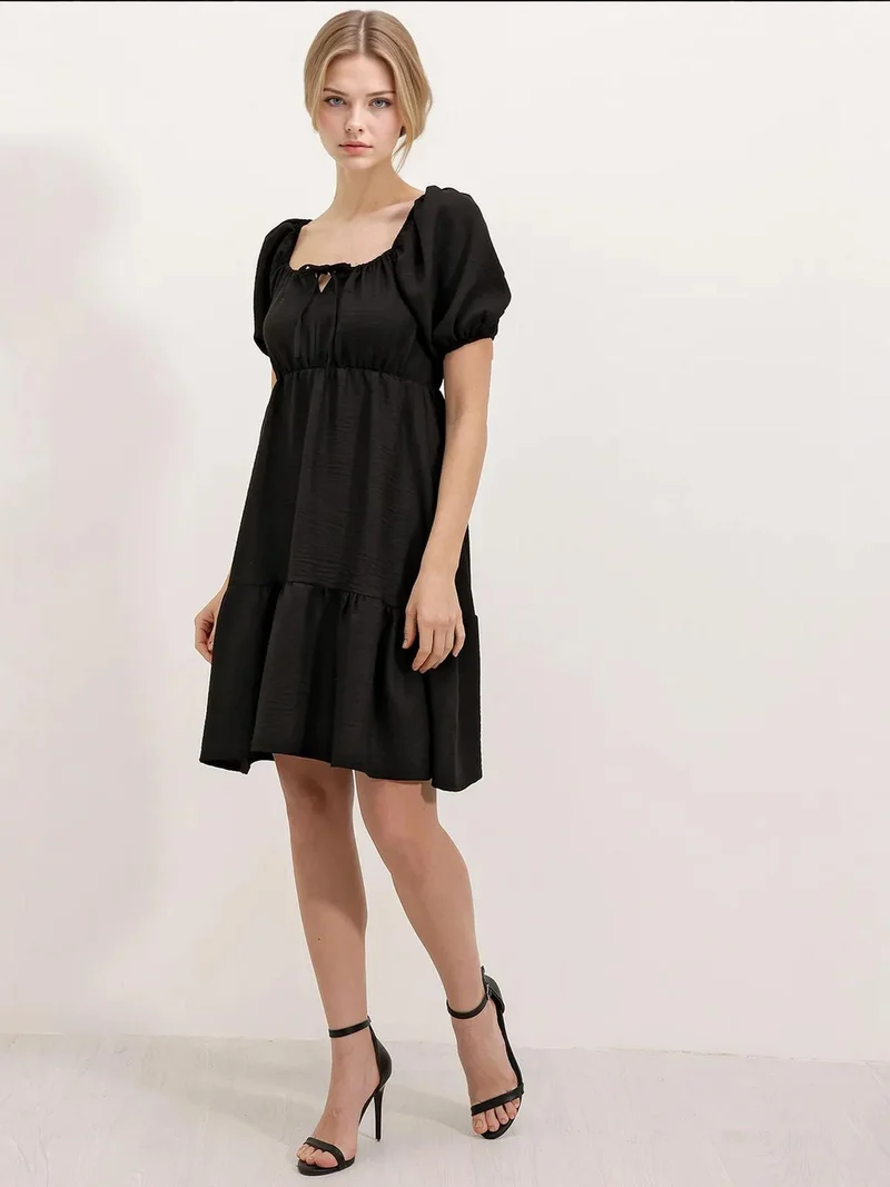 BIG DART BDART Square Neck A-Form Mini Dress with Bow