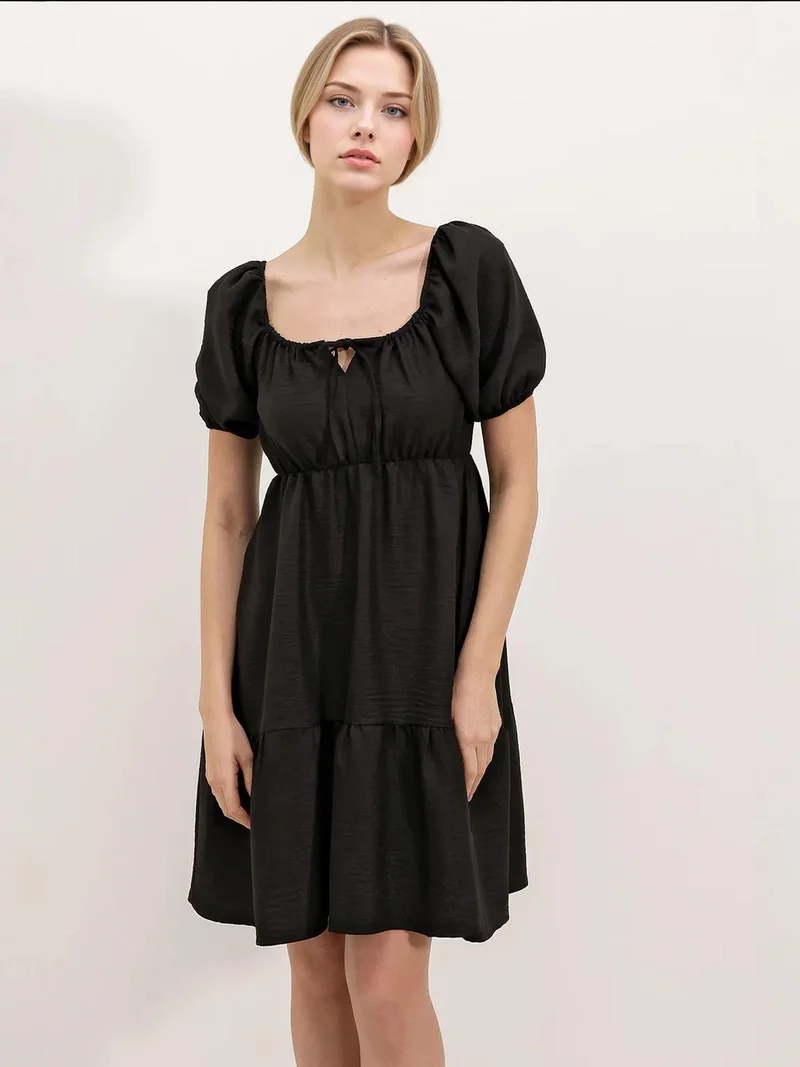 BIG DART BDART Square Neck A-Form Mini Dress with Bow