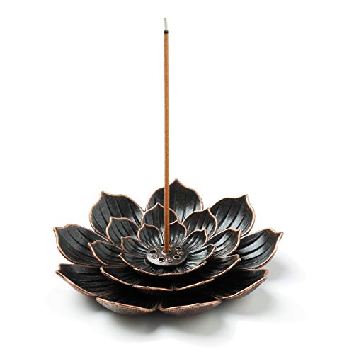 GARMOLY Incense Burner, Incense Holder for Sticks, Brass Lotus Incense Stick Holder and Detachable Ash Catcher - Image 1