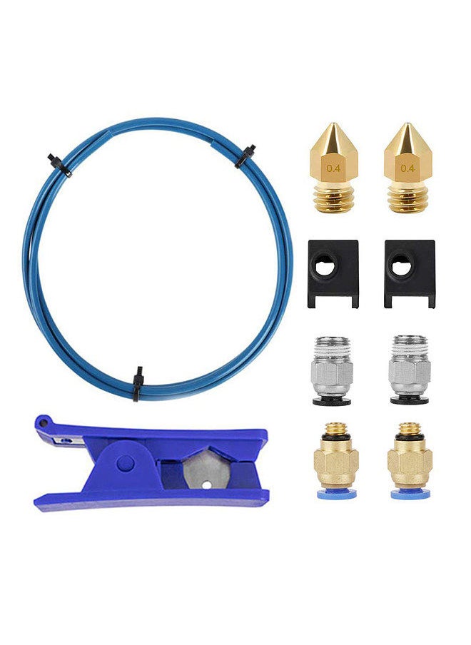 Two Trees 3D Printer Kit PTFE Tubing Hose Pipe 40cm for 1.75mm Filament with PTFE Tube Cutter 2pcs PC4-M6 Pneumatic Fittings 2pcs PC4-M10 Pneumatic Fittings Hotend Socks Blue  - Image 1