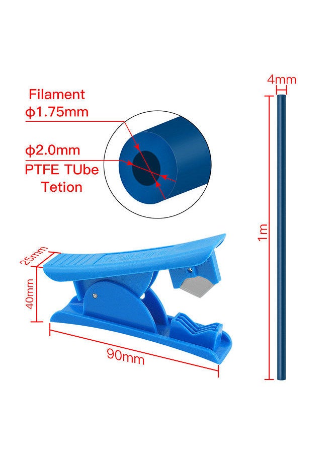 Two Trees 3D Printer Kit PTFE Tubing Hose Pipe 40cm for 1.75mm Filament with PTFE Tube Cutter 2pcs PC4-M6 Pneumatic Fittings 2pcs PC4-M10 Pneumatic Fittings Hotend Socks Blue  - Image 2