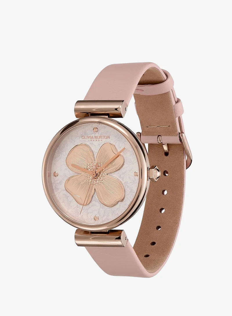 Olivia Burton 3-Hand Dogwood Collection Watch For Women With Pink Leather Strap - 24000094