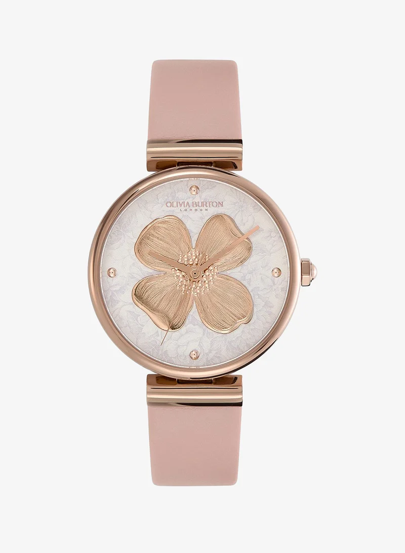 Olivia Burton 3-Hand Dogwood Collection Watch For Women With Pink Leather Strap - 24000094