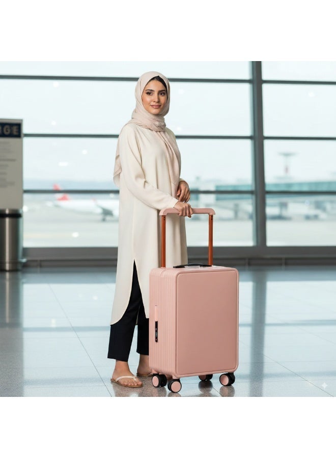 Skycare 20 inch Wide-Handle Carry-on Suitcase,PC Material, 360°Silent Wheels, USB Charging Port, Aluminum Alloy Handle Includes Dust Cover - Image 2