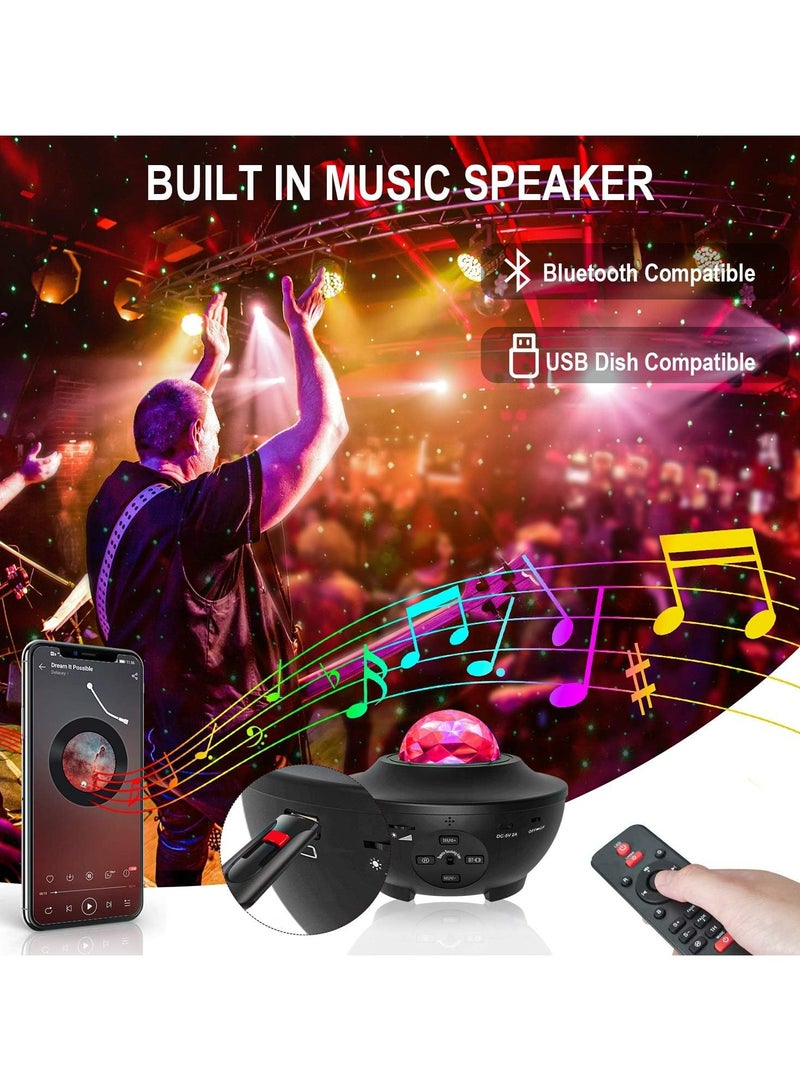 DubaiGallery جهاز عرض ضوء المجرة مع جهاز تحكم عن بعد 10 ألوان متغيرة ضوء LED مكبر صوت موسيقي بلوتوث مدمج ومؤقت لتزيين غرفة الأطفال هدية للمهرجانات باللون الأسود - Image 4