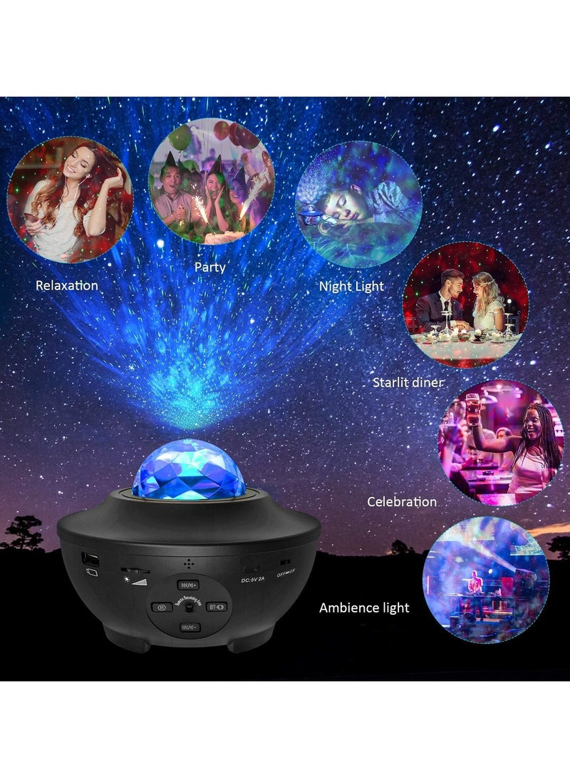 DubaiGallery جهاز عرض ضوء المجرة مع جهاز تحكم عن بعد 10 ألوان متغيرة ضوء LED مكبر صوت موسيقي بلوتوث مدمج ومؤقت لتزيين غرفة الأطفال هدية للمهرجانات باللون الأسود - Image 3