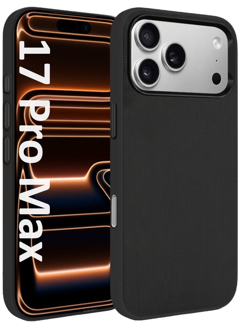 MARGOUN Vegan Leather Case for iPhone 17 Pro Max - Slim Protective Back Cover with Precise Cutouts Screen Protection - Black - Image 1