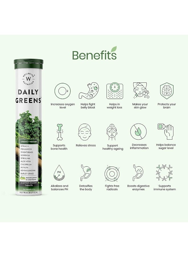 WELLBEING NUTRITION Organic Immunity Booster Kit Daily Greens Wholefood Multivitamin With C, Zinc, B12 15X2 Effervescent Tablets  - Image 2