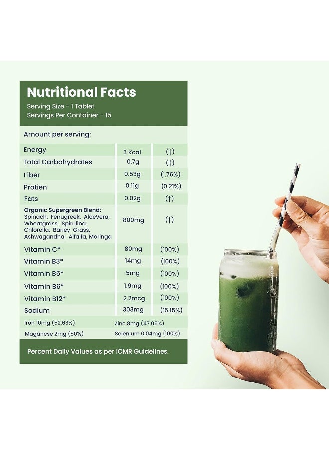 WELLBEING NUTRITION Organic Immunity Booster Kit Daily Greens Wholefood Multivitamin With C, Zinc, B12 15X2 Effervescent Tablets  - Image 5