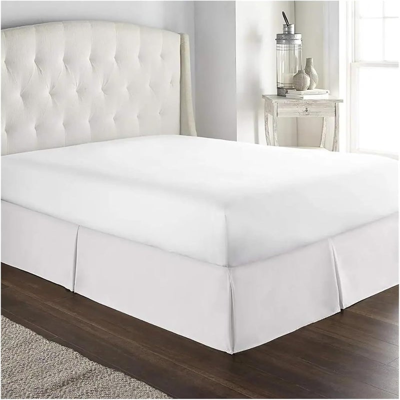 Comfortable Soft Pleated Tailored Bed Skirt with Wrinkle & Fade Resistant Fabric -15 Inch High Bedding(White,Full 135x190x35 cm) - Image 1