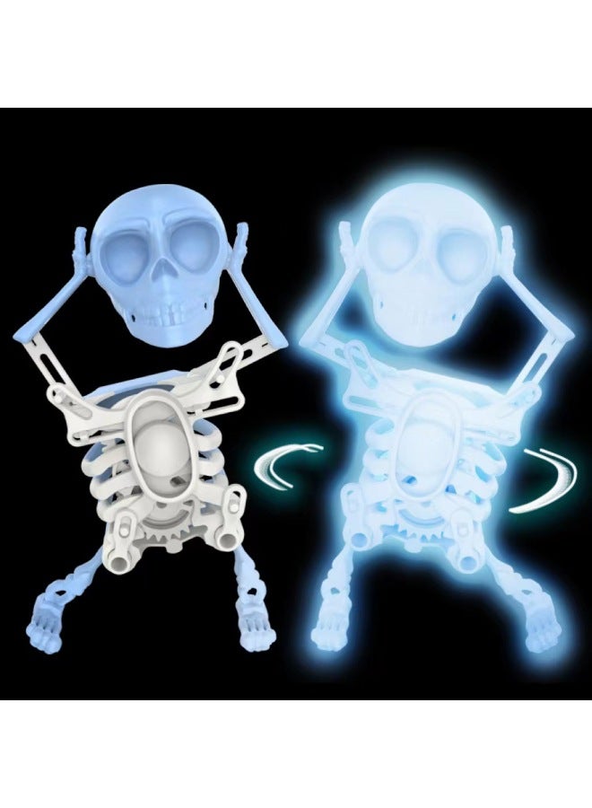 Loquat ProDuct Skull Clockwork Dancing Skull Man 3D Printing Luminous Stereo Creative Skull Villain-Color:Luminous Blue - Image 1