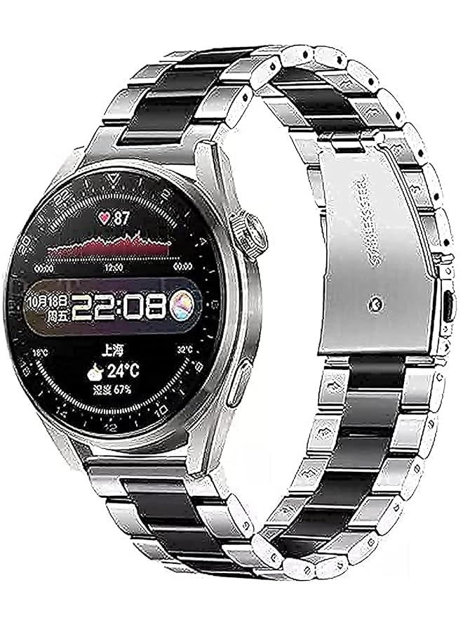 دادو سوار بديل من الفولاذ المقاوم للصدأ متوافق مع ساعة هواوي 3 46 ملم وساعة هواوي 3 برو 48 ملم 3 خرزات بطول قابل للتعديل حزام من الفولاذ المقاوم للصدأ - Image 1