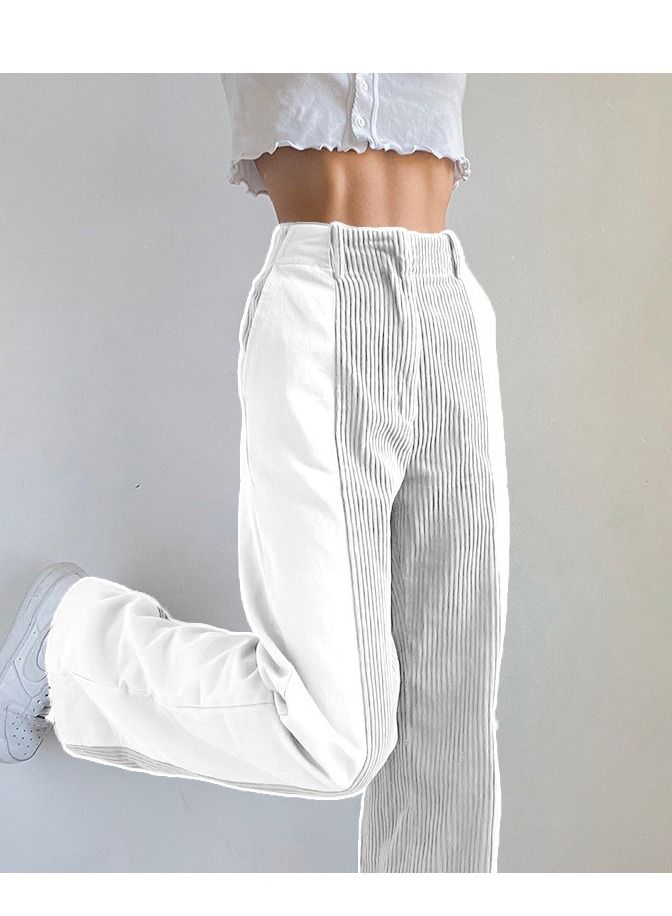 Loquat New Women's Loose Match Color Casual Pants Corduroy Pants  - Image 1