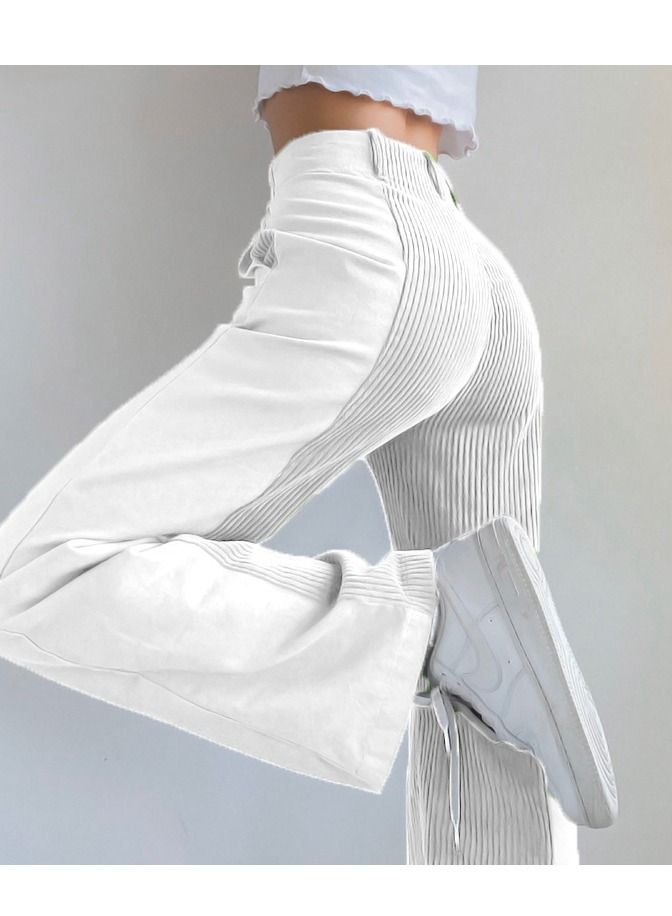 Loquat New Women's Loose Match Color Casual Pants Corduroy Pants  - Image 2