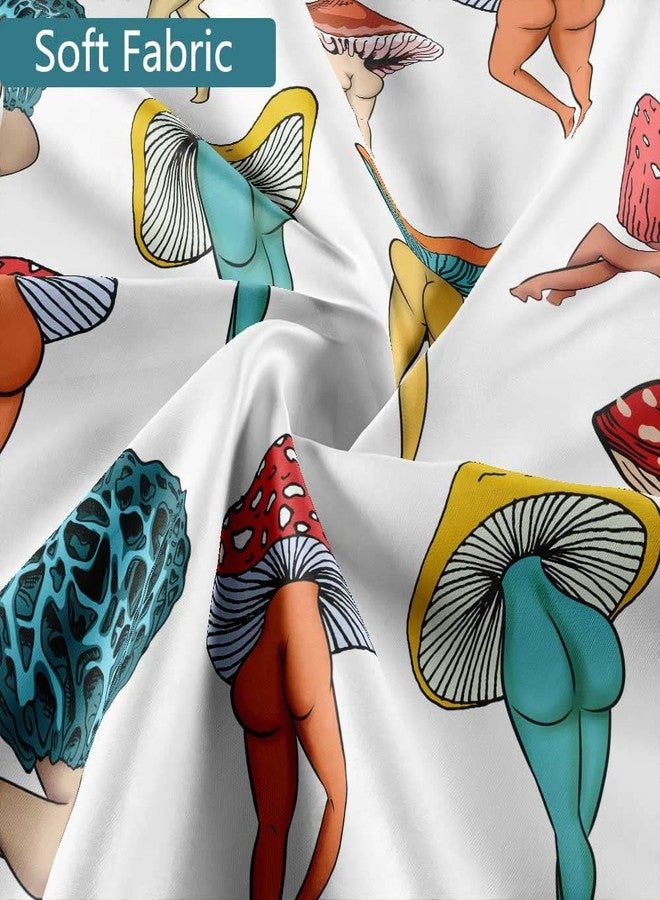 Uokiuki Funny Mushroom Butt Shower Curtain, Fun Cute Sexy Butt 70S 80S Fabric Curtains for Bathroom Hippie Psychedelic Aesthetic Colorful Unique Cool Cloth Curtain with 12 Hooks 70X70IN - Image 4
