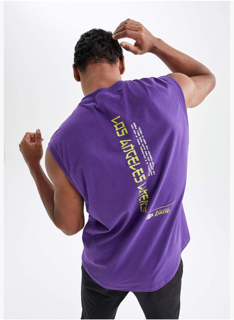 DeFacto Man NBA Los Angeles Lakers Licenced Crew Neck Knitted T-Shirt  - Image 5