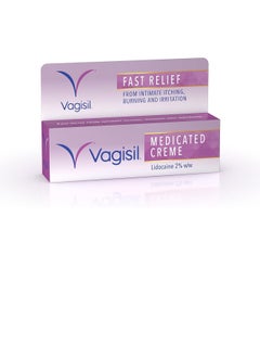 Vagisil Medicated Creme For Women with Lidocaine, Fast Relief from Intimate Itch, Burning & Irritation, Non-Staining & Non-Greasy Anaesthetic Formula, Medicated Cream, 30 g (Pack of 1) 
