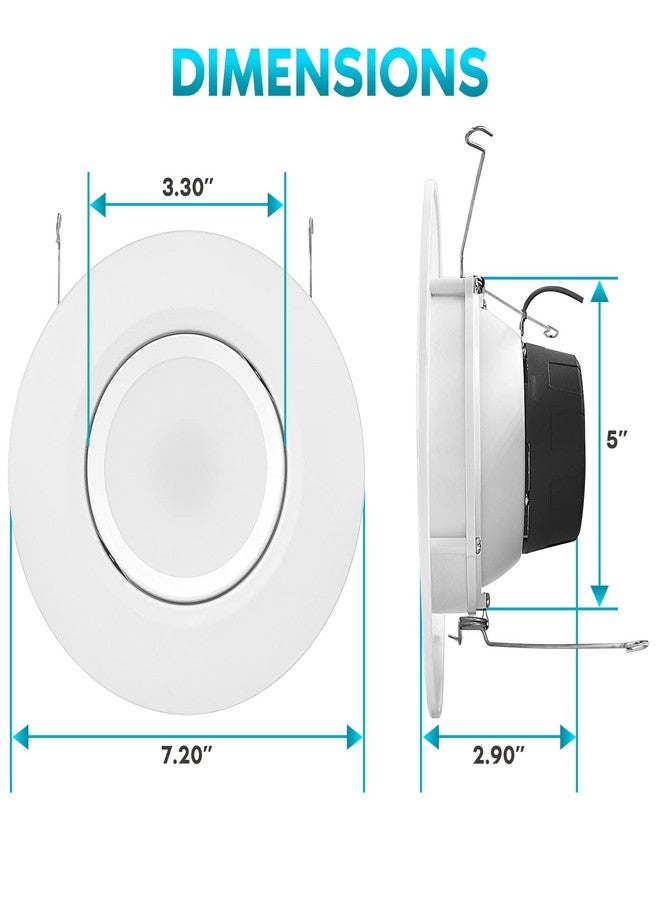 LUXRITE 5/6 Inch Gimbal LED Recessed Lighting Can Light, 11W=90W, 5 Color Selectable 2700K-5000K, CRI 90, Dimmable Adjustable LED Downlight, 1100 Lumens, Wet Rated, Energy Star, ETL Listed - Image 4
