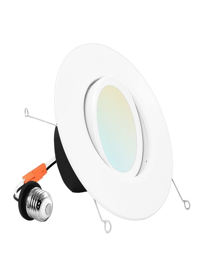 LUXRITE 5/6 Inch Gimbal LED Recessed Lighting Can Light, 11W=90W, 5 Color Selectable 2700K-5000K, CRI 90, Dimmable Adjustable LED Downlight, 1100 Lumens, Wet Rated, Energy Star, ETL Listed - Image 1