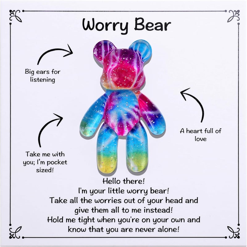 Aesnefe Pocket Bear Hug, Anxiety Relief Gifts for Men Women, Mental Health Positivity Gift, Stress Relief Gift for Anxious Friend, Comforting Gift for Son Daughter Back to School, Rainbow Gradient - Image 1