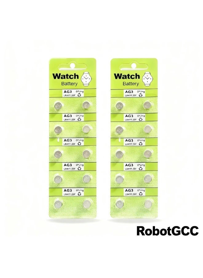 robotgcc AG3 LR41 1.55V Alkaline Button Cell Battery 20-Pack (2 Blisters × 10 Cells) | Compatible with LR41 / 192 / 384 | Small Size Watch Battery for Watches, Calculators, Laser Pointers & Precision Electronics - Image 4