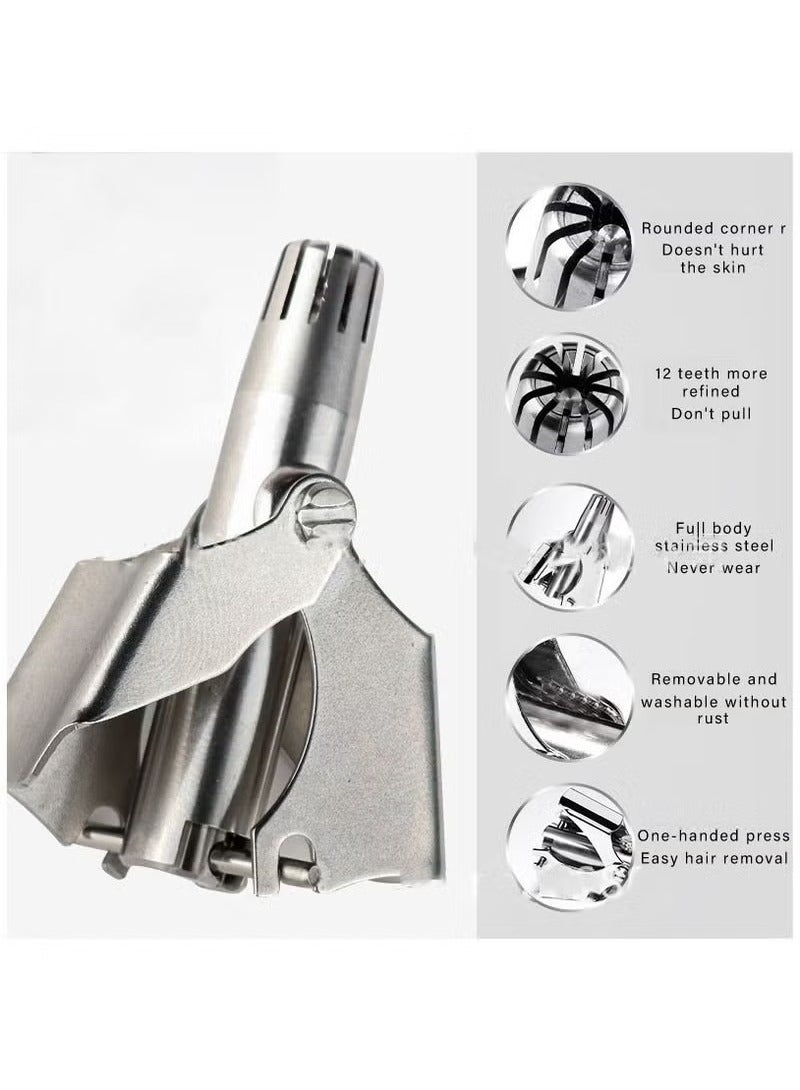 عام قاطع شعر الأنف للرجال مصنوع من الفولاذ المقاوم للصدأ يمكن غسله مزيل شعر الأنف اليدوي - Image 4