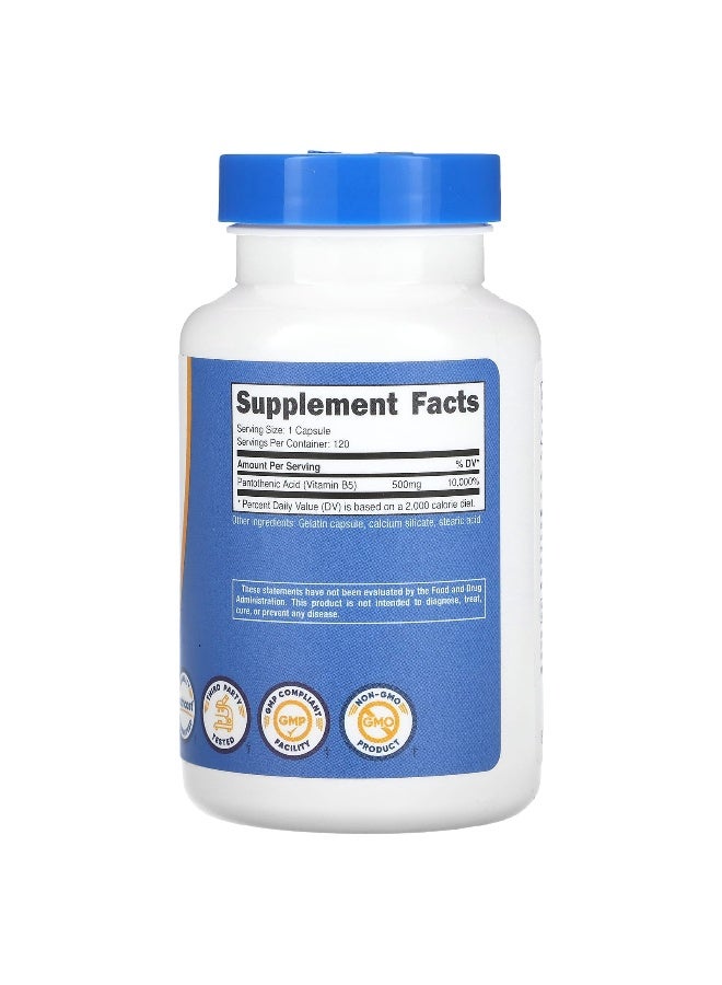 Nutricost, Vitamin B5, 500 mg, 120 Capsules (Packaging may vary) - Image 2