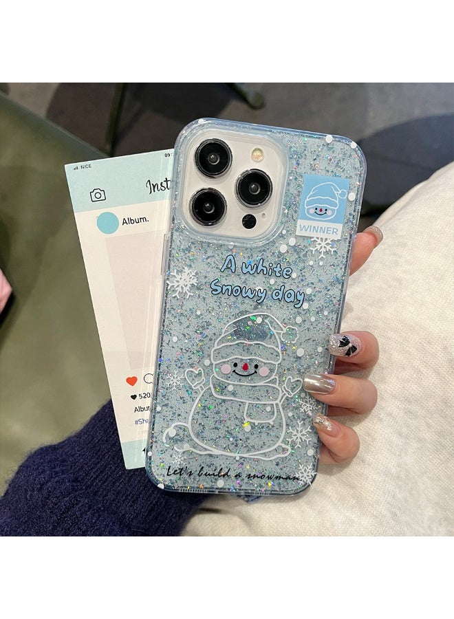 NIBEMINENT Colored Atmosphere Sand Flow Protective TPU Case Cover For iPhone 15 Plus, Snowman - Image 3