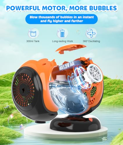 Joyfuture Halloween Bubble Machine Bubbles Blower for Kids Toddlers 360 Rotation 75 Adjustment with LED Light Bubble Toys Gifts for Boys Girls Outdoor Birthday Party - Image 5