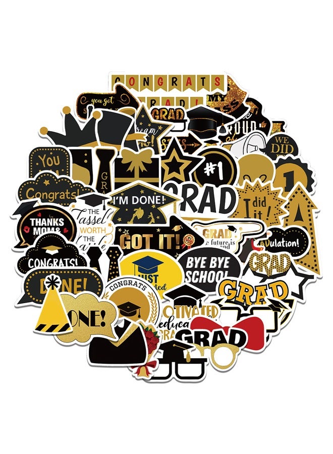 52-Piece Graduation Themed Stickers, Graduation Party Decorative Stickers, Waterproof Graduation Stickers for Various Graduation Ceremonies for Elementary Schools, Middle Schools, Universities, etc. - Image 2