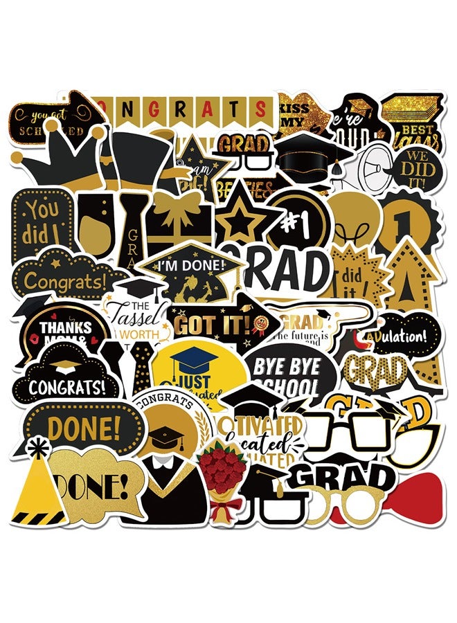 52-Piece Graduation Themed Stickers, Graduation Party Decorative Stickers, Waterproof Graduation Stickers for Various Graduation Ceremonies for Elementary Schools, Middle Schools, Universities, etc. - Image 1