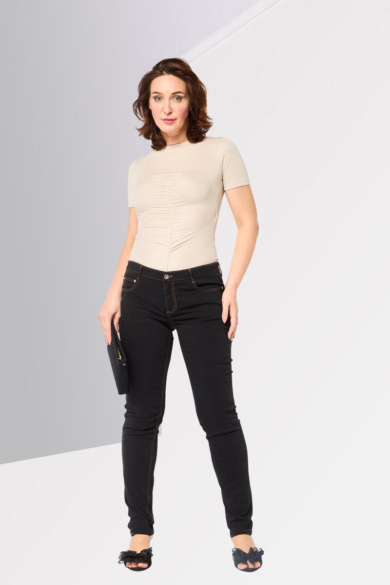 Harmont & Blaine Women Regular Fit Solid Stretchable Jeans, Black - Image 2