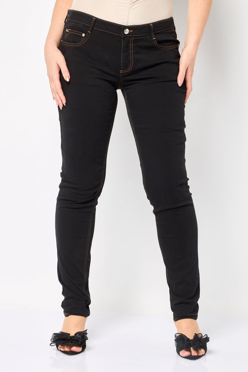 Harmont & Blaine Women Regular Fit Solid Stretchable Jeans, Black - Image 1