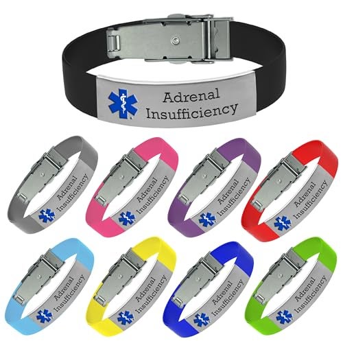 Universal Medical Data Medical Bracelet with Engraved "Adrenal Insufficiency" Medical Alert Bracelet Includes Emergency Medical Card and Personal Health Record (Cardinal Red) - Image 1