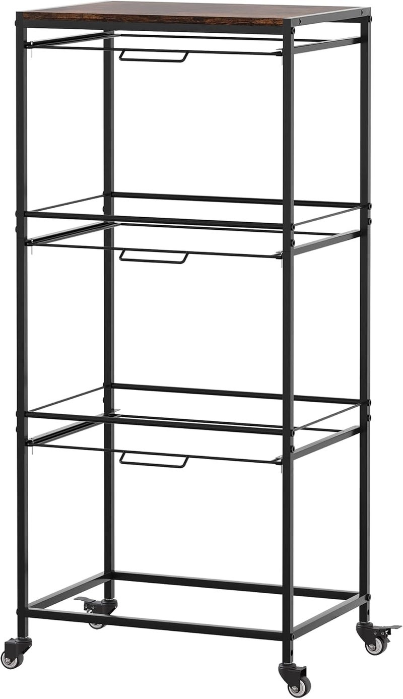 EasyPag Rolling Hanging File Folder Cart, 2 Tier Metal Pull-Out File Rack for Letter and Legal Size Folders, Portable Filing Cart for Office Home, Black - Image 2