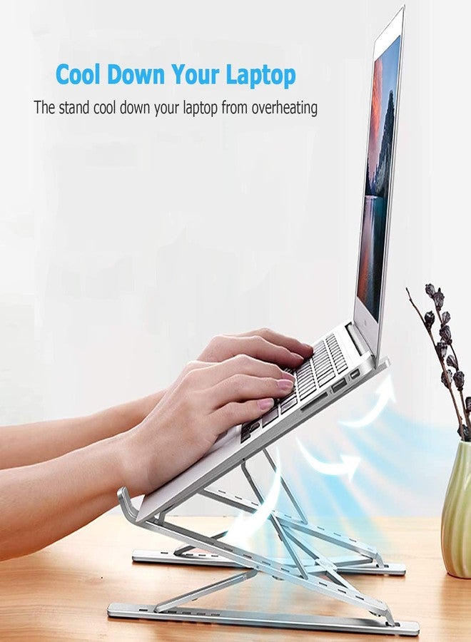 لينرو حامل كمبيوتر محمول للمكتب، حامل ثابت لجهاز MacBook Pro، قاعدة كمبيوتر مريحة من الألومنيوم لأجهزة الكمبيوتر مقاس 12 و13 و15 و16 و17 بوصة، حامل تبريد للكمبيوتر لأجهزة Mac وMacBook Pro وAir وHP وDell وغيرها من أجهزة الكمبيوتر المحمولة (فضي فاتح) - Image 2