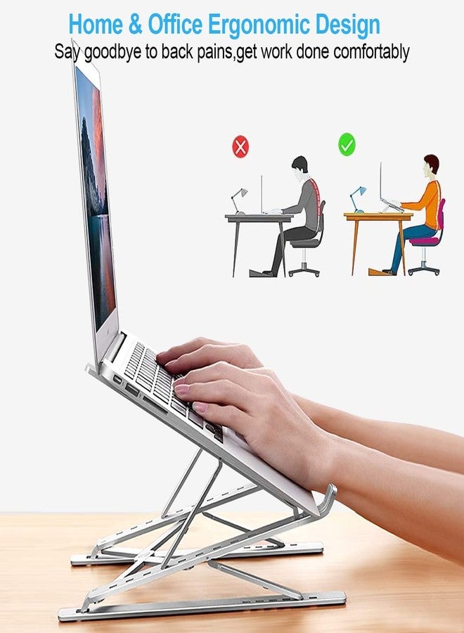 لينرو حامل كمبيوتر محمول للمكتب، حامل ثابت لجهاز MacBook Pro، قاعدة كمبيوتر مريحة من الألومنيوم لأجهزة الكمبيوتر مقاس 12 و13 و15 و16 و17 بوصة، حامل تبريد للكمبيوتر لأجهزة Mac وMacBook Pro وAir وHP وDell وغيرها من أجهزة الكمبيوتر المحمولة (فضي فاتح) - Image 3