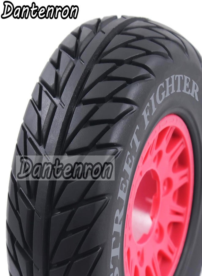 Dantenron 1/10 1/8 RC Truck Tires and Wheels 12mm 14mm 17mm Hex OD 4.45" Short Course Off Road Tyre for 1:8 1:10 Scale Truck On Road Car Arrma Senton 3S Axial Losi Traxxas Slash 2WD 4×4 Rc4wd (Red) - Image 4