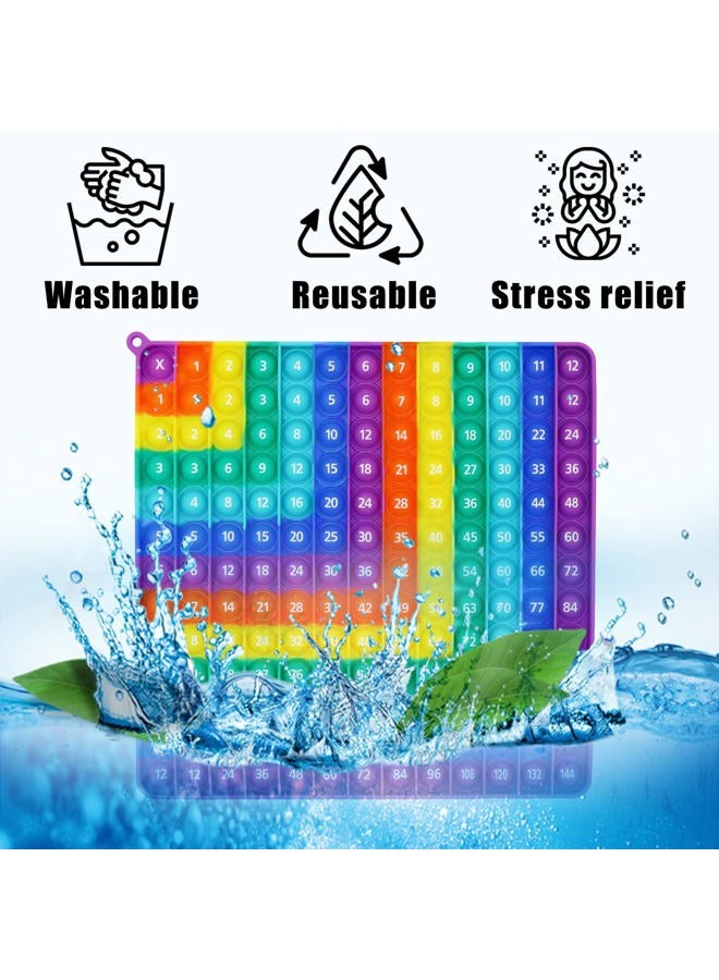 PETBSNVB Multiplication 12x12, Addition 1-12, Math Fidget Popper, Learn Multiplication, Addition with Pop Fidget Toy, Learning Tools for Students and Children, Bubble Sensory Rainbow (Rainbow-Purple) - Image 3